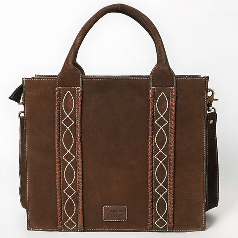 American Darling Boot Stitched Braided Genuine Suede Leather Tote Bag