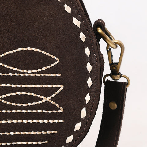 American Darling Boot Stitched Genuine Suede Leather Canteen Bag