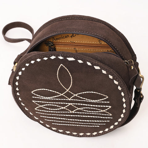 American Darling Boot Stitched Genuine Suede Leather Canteen Bag