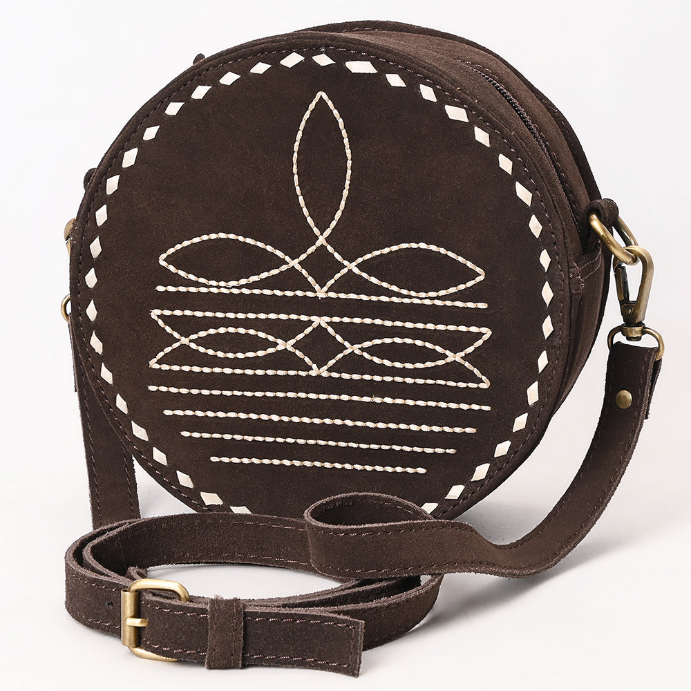 ADBGA620 Genuine Leather Western Canteen Bag-Round Crossbody for Women