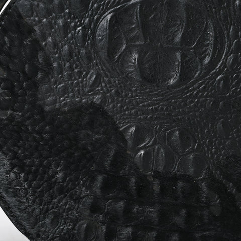 American Darling Western Genuine Leather Canteen Bag | Black Crocodile Embossed Round Crossbody