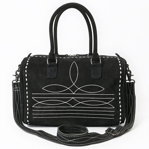 American Darling Western Genuine Leather Duffel Bag with Genuine Suede Finish & Boot-Stitched Detailing