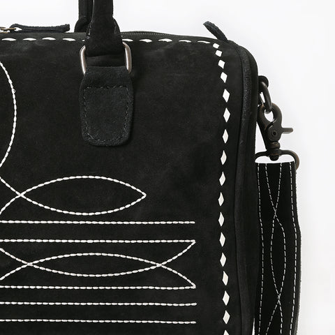 American Darling Western Genuine Leather Duffel Bag with Genuine Suede Finish & Boot-Stitched Detailing