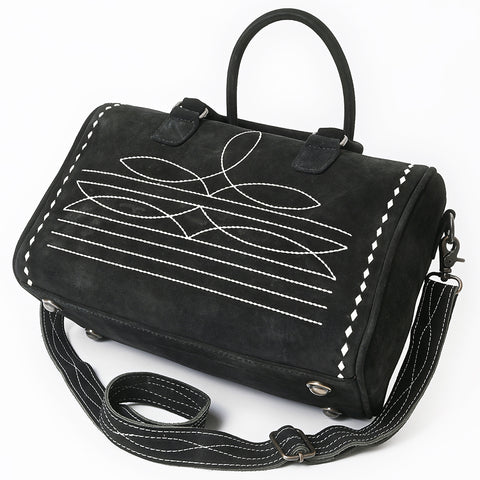 American Darling Western Genuine Leather Duffel Bag with Genuine Suede Finish & Boot-Stitched Detailing