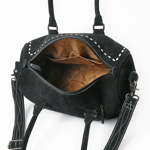 American Darling Western Genuine Leather Duffel Bag with Genuine Suede Finish & Boot-Stitched Detailing
