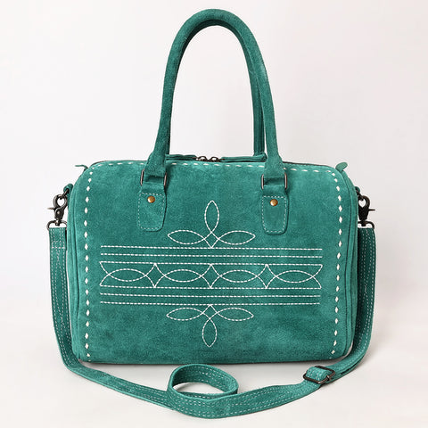 American Darling Western Genuine Leather Duffel Bag with Genuine Suede Body & Boot-Stitched Detailing