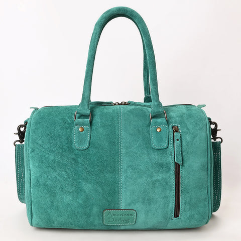 American Darling Western Genuine Leather Duffel Bag with Genuine Suede Body & Boot-Stitched Detailing