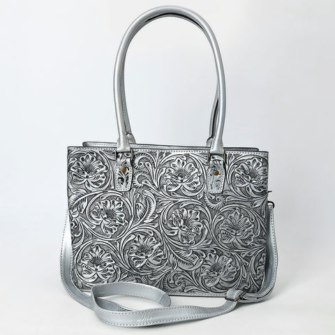 American Darling Western Leather Tote Bag with Hand-Tooled Floral Design & Adjustable Strap ï¿½ Genuine Full-Grain Leather