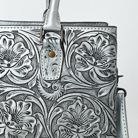 American Darling Western Leather Tote Bag with Hand-Tooled Floral Design & Adjustable Strap ï¿½ Genuine Full-Grain Leather