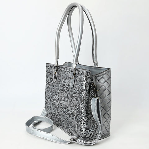 American Darling Western Leather Tote Bag with Hand-Tooled Floral Design & Adjustable Strap ï¿½ Genuine Full-Grain Leather