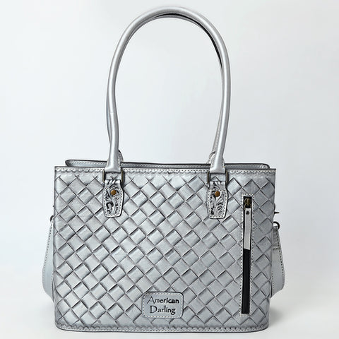 American Darling Western Leather Tote Bag with Hand-Tooled Floral Design & Adjustable Strap ï¿½ Genuine Full-Grain Leather