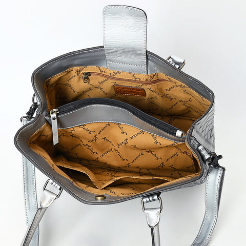 American Darling Western Leather Tote Bag with Hand-Tooled Floral Design & Adjustable Strap ï¿½ Genuine Full-Grain Leather