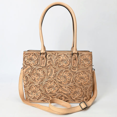 American Darling Western Leather Tote Bag with Hand-Tooled Floral Design & Adjustable Strap ï¿½ Genuine Full-Grain Leather