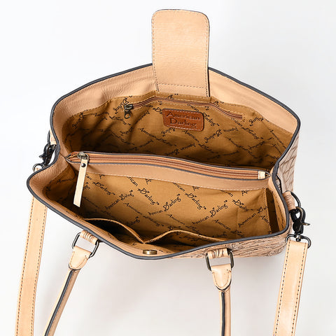 American Darling Western Leather Tote Bag with Hand-Tooled Floral Design & Adjustable Strap ï¿½ Genuine Full-Grain Leather