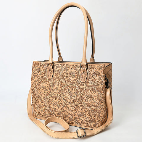 American Darling Western Leather Tote Bag with Hand-Tooled Floral Design & Adjustable Strap ï¿½ Genuine Full-Grain Leather