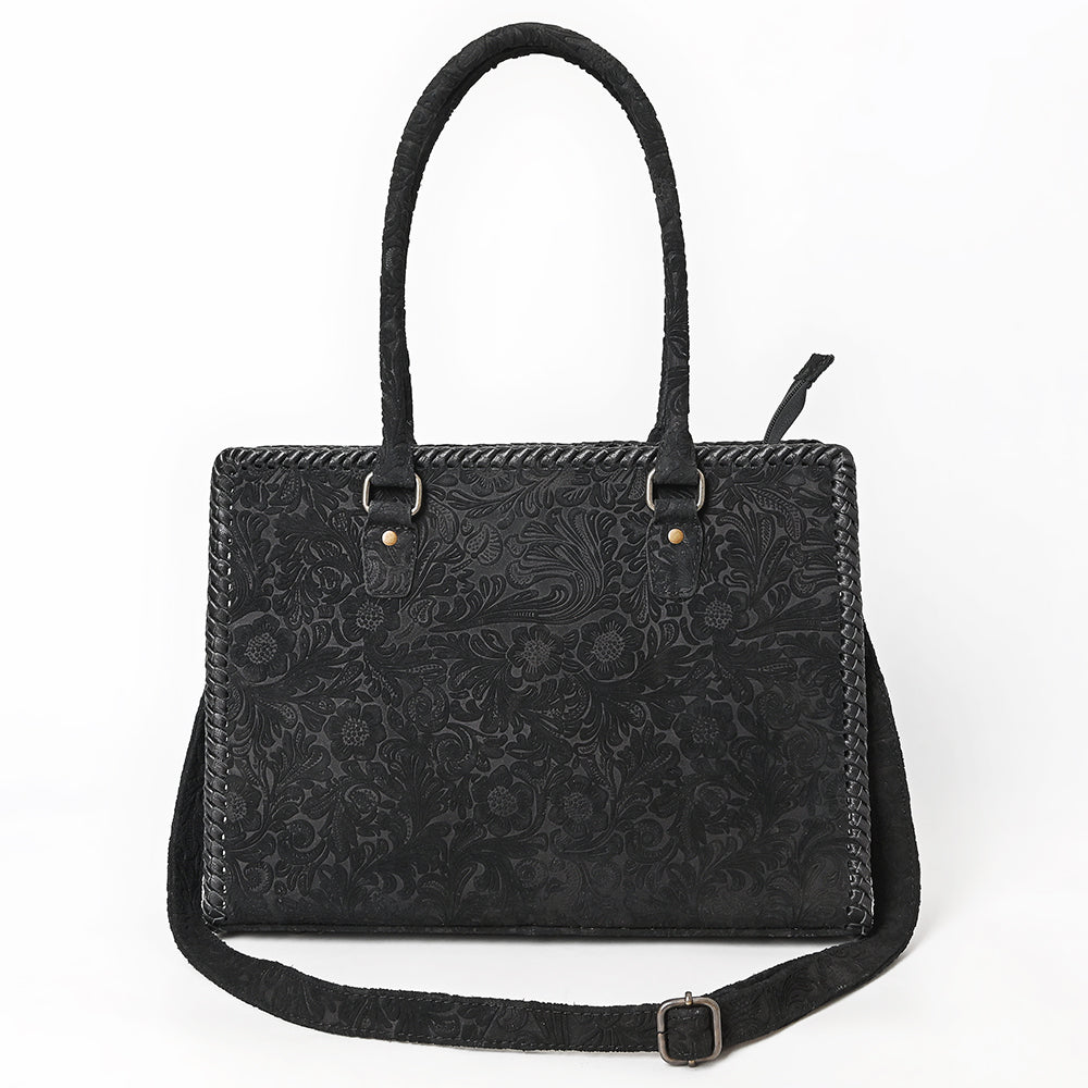 ADBG1603 Handtooled Leather Tote Bag with Braided Edges & Shoulder Strap