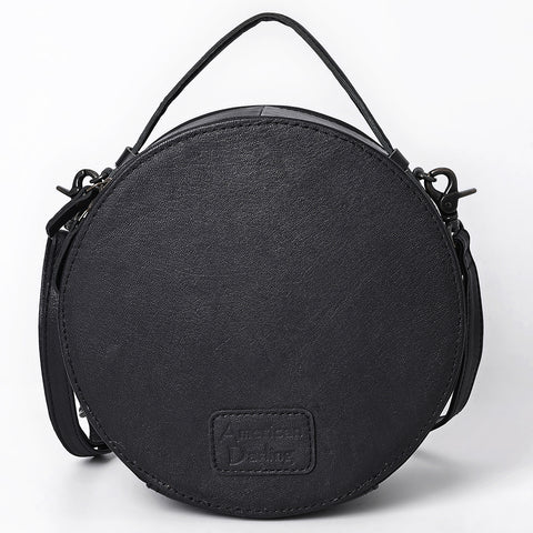 American Darling Western Genuine Leather Hand-Tooled Canteen Bag with Floral Carving