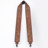 ADBT147 Wide Hand-Tooled Leather Bag Strap with Whipstitch Edges - Western Floral Carved Replacement
