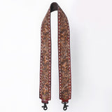 ADBT147 Wide Hand-Tooled Leather Bag Strap with Whipstitch Edges - Western Floral Carved Replacement