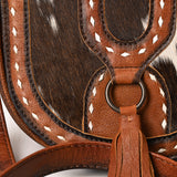 ADBG1610 Hair-On Cowhide Saddle Crossbody Bag with Leather Tassel & Western Stitching