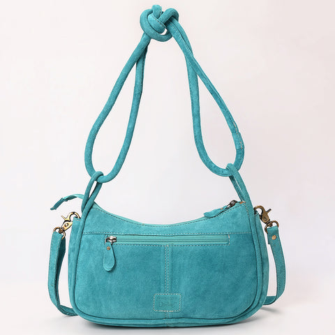 Genuine suede Western Crossbody Bag with Contrast Stitching & Dual Strap Design
