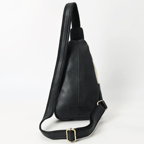 American Darling Hand-Tooled Floral Hair-On Cowhide Leather Sling Bag
