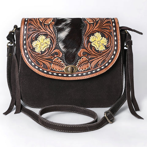 American Darling Hand Tooled Hair-On Cowhide Leather Cross body Bag