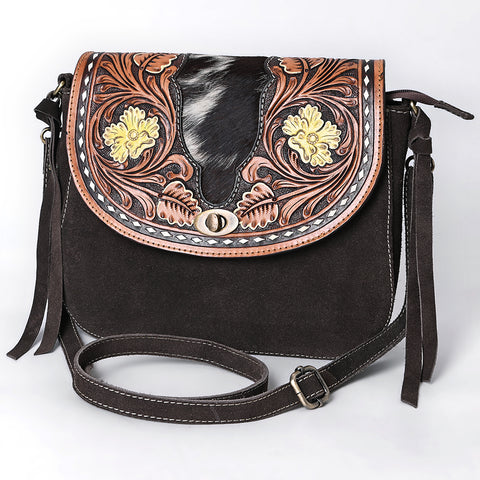 American Darling Hand Tooled Hair-On Cowhide Leather Cross body Bag