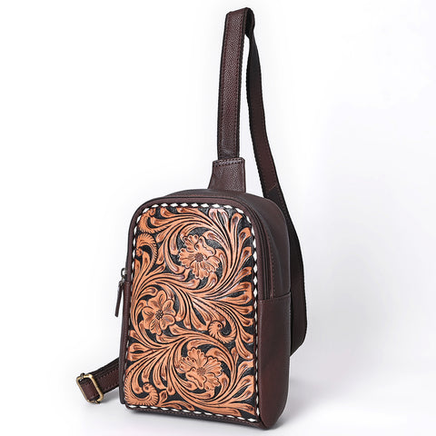 American Darling Hand Tooled Floral Genuine Leather Sling Bag