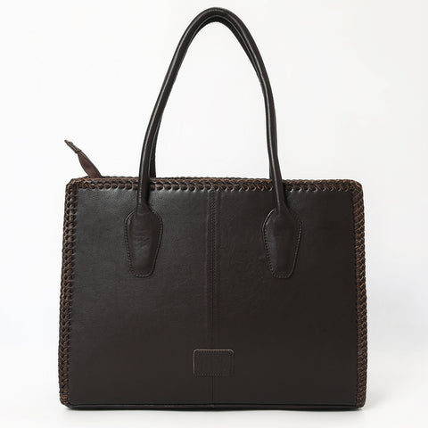 ADBGM512 Western Cowhide Leather Tote with Stagecoach Design -Handcrafted Rodeo Purse