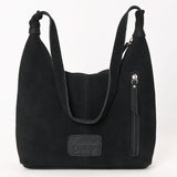 ADBG1617A Black Suede Western Hobo Bag - Genuine Leather Handcrafted Shoulder Purse by American Darling