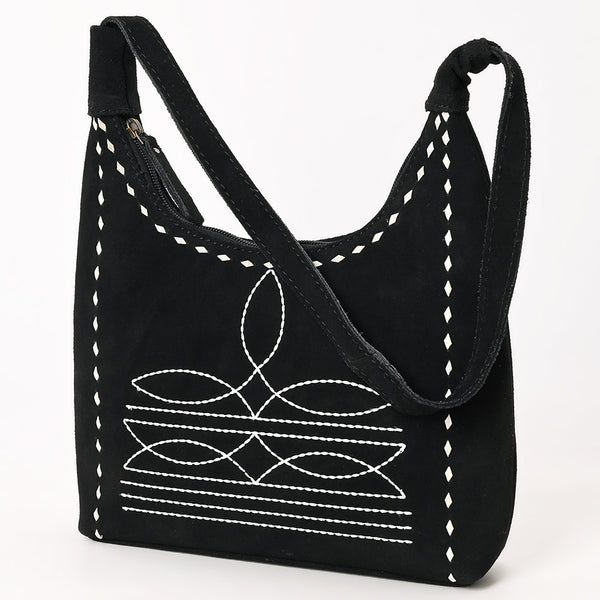 ADBG1617A Black Suede Western Hobo Bag - Genuine Leather Handcrafted Shoulder Purse by American Darling