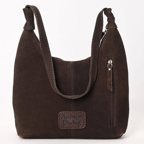American Darling Western Genuine Suede Leather Hobo Bag with Craftsmanship & Boot Stitch Detailing