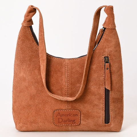 American Darling Western Genuine Suede Leather Hobo Bag with Craftsmanship & Boot Stitch Detailing