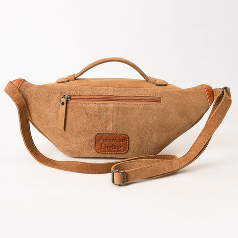 American Darling Western Genuine Suede Leather Fanny Pack with Boot Stitching ï¿½ Handmade Black Waist Bag