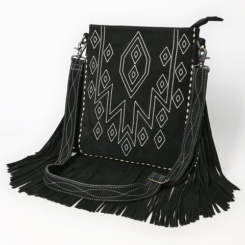 American Darling Western Leather Large Crossbody Bag with Fringe | Genuine Suede Handmade Purse