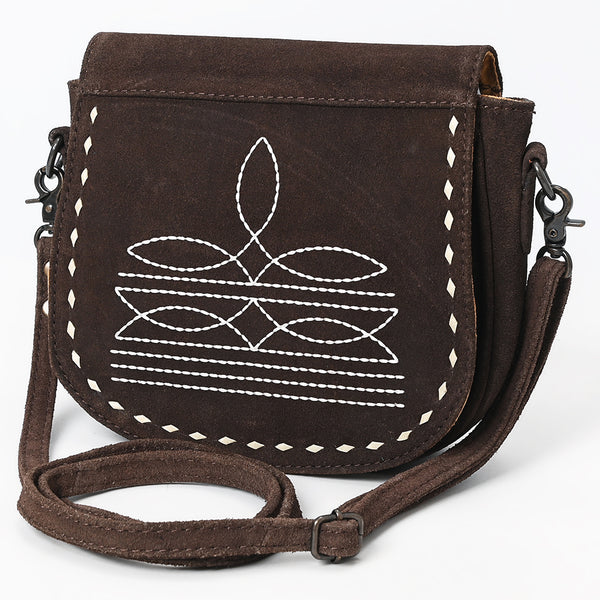 ADBG1622 Suede Flap Crossbody Bag with White Southwestern Stitching