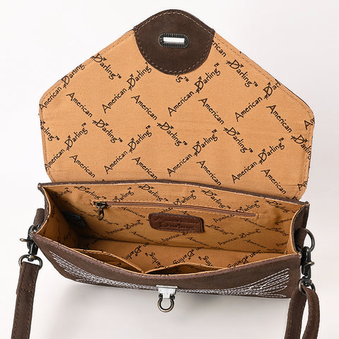 American Darling Western Genuine Suede Leather Envelop Bag with Hand-Tooled Detailing