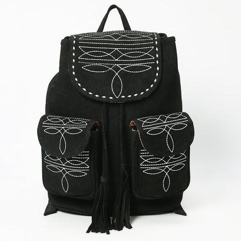 American Dalring Western Genuine Suede Leather Backpack Bag with Hand-Stitched Artisan Detailing