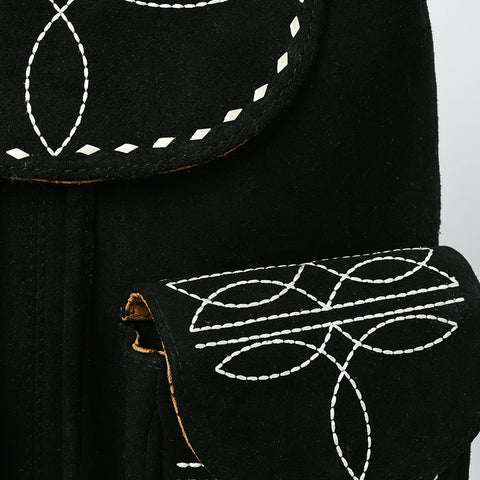 American Dalring Western Genuine Suede Leather Backpack Bag with Hand-Stitched Artisan Detailing