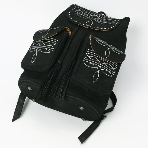 American Dalring Western Genuine Suede Leather Backpack Bag with Hand-Stitched Artisan Detailing