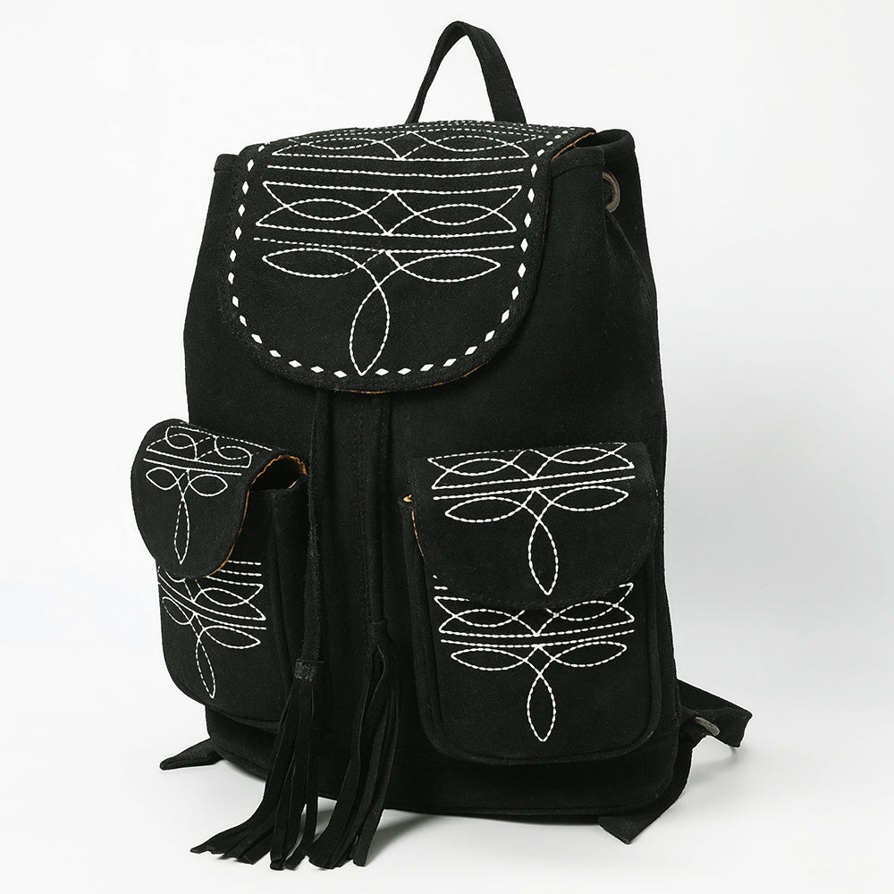 American Dalring Western Genuine Suede Leather Backpack Bag with Hand-Stitched Artisan Detailing