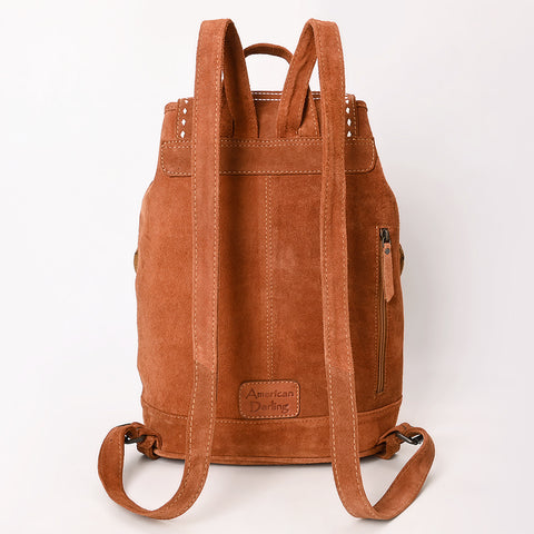 American Darling Western Genuine Suede Leather Backpack Bag with Craftsmanship and Boot-Stitched Accents