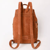 ADBG1624 Suede Western Backpack with White Embroidery and Fringe Tassels