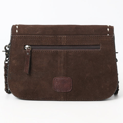 American Darling Western Genuine Suede Leather Crossbody Bag with Buck Stitch & Boot-Stitched Detailing