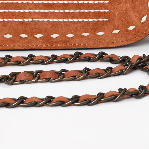 American Darling Western Genuine Suede Leather Crossbody Bag with Buck Stitch & Boot-Stitched Detailing