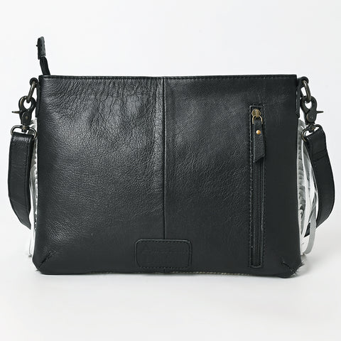American Darling Hair-On Cowhide Western Leather Crossbody Bag with Fringes & Genuine Leather Trim