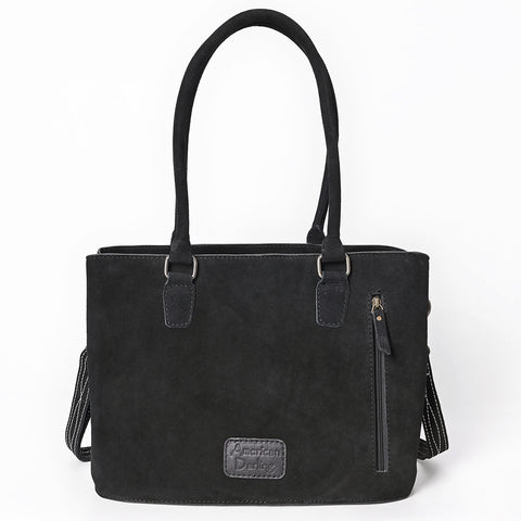 American Darling Western Genuine Suede Leather Tote Bag with Buck Stitch & Boot-Stitched Detailing