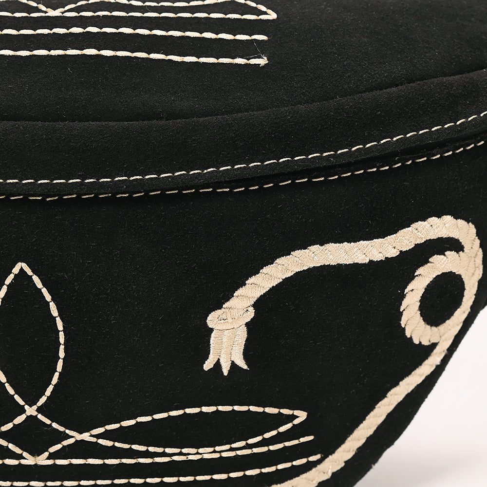 ADBGA668 Western Suede Belt Bag with Rope Embroidery-Rodeo Waist Pack