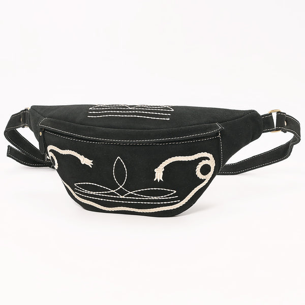 ADBGA668 Western Suede Belt Bag with Rope Embroidery-Rodeo Waist Pack